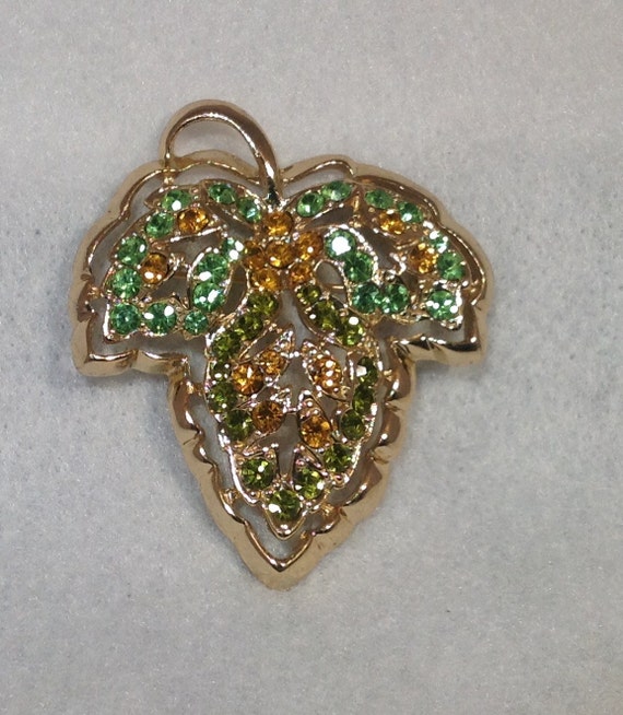 Yellow and Green Leaf Brooch - image 4