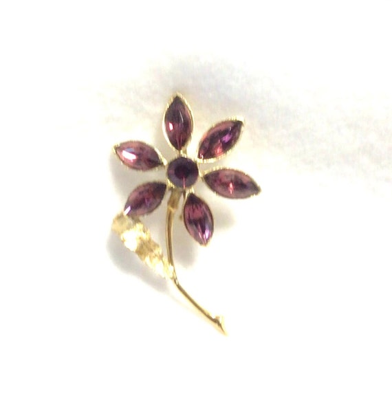 Vintage Purple Flower Brooch - image 1