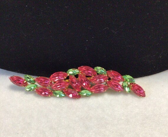 Green and Pink Floral Brooch main image 1