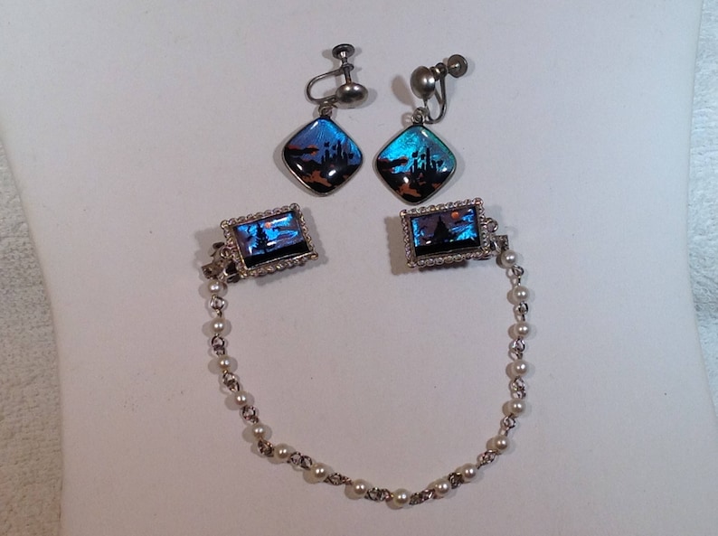 Butterfly Wing Sweater Guard and Earrings