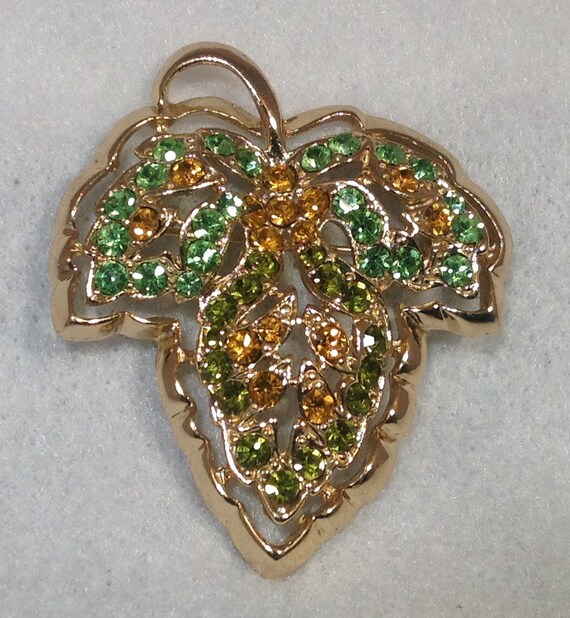 Yellow and Green Leaf Brooch - image 2