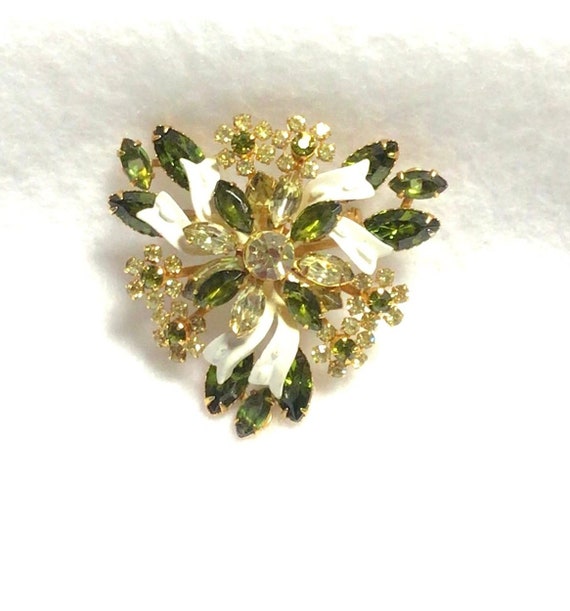 Vintage Green and Yellow Brooch