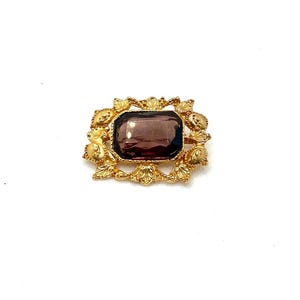Purple Stone Brooch signed Dauplaise