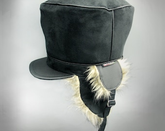 BLACK CHAPKA - Original Rasta Cap for winter, quilted lining, unique design. Rastafari crown cap for dreadlocks