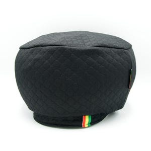 UPFULL : Black Rasta Tam in Textured Sweatshirt Fabric