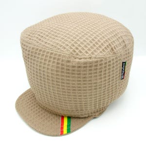 Gorra WAFFLE marrón topo rasta de algodón texturizado, efecto panal, para rastas y cabello grueso
