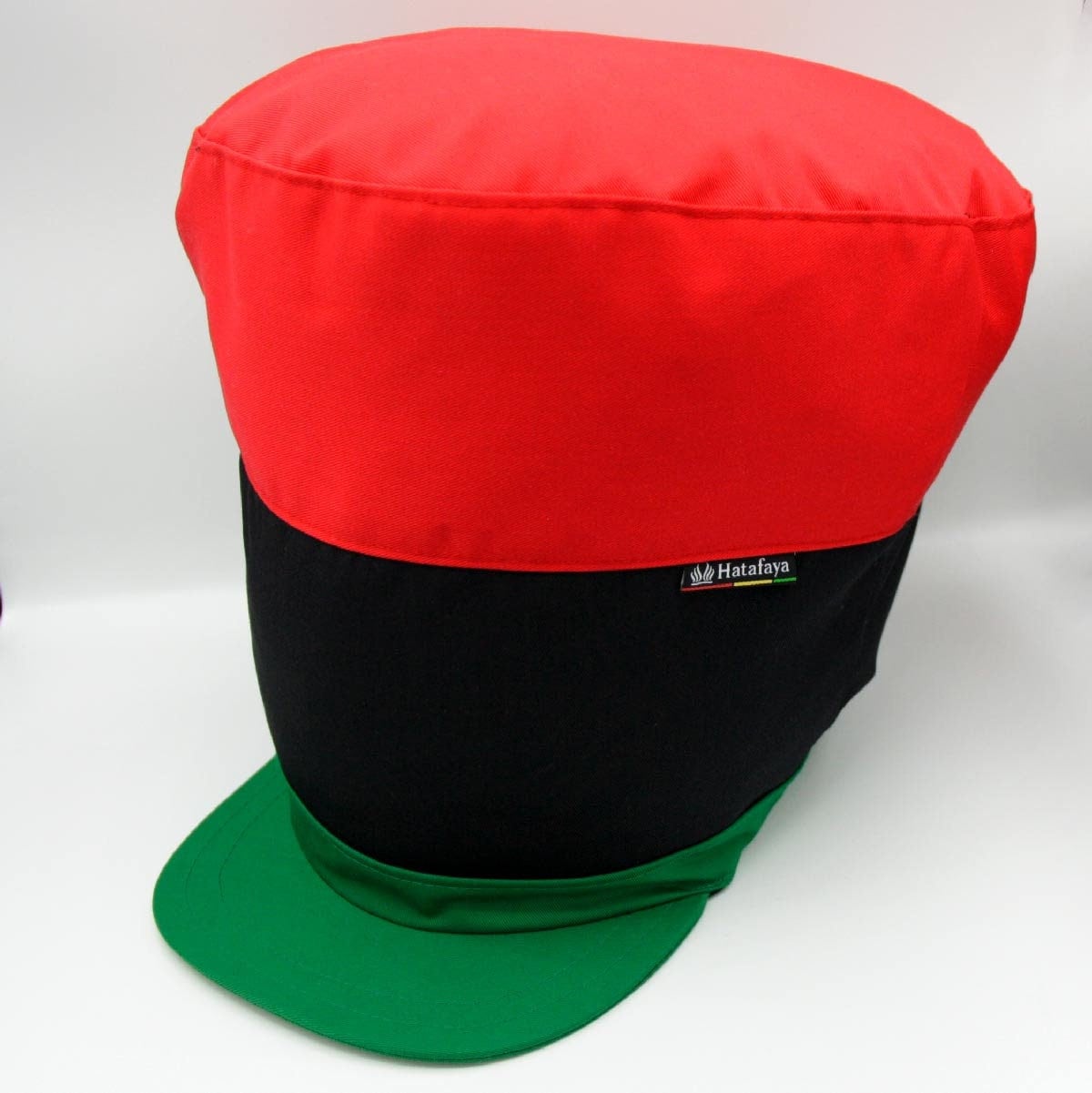 MARKUS CAP - Red Black Green Tam hat, RBG african liberation, panafrican hat, Satin lined Rasta cap for dreadlocks and afro hair