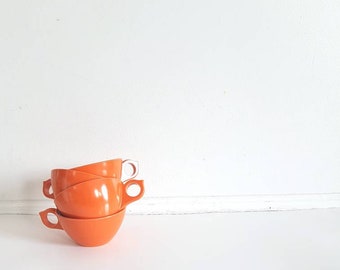 Vintage Set of 4 Orange Melmac Cups