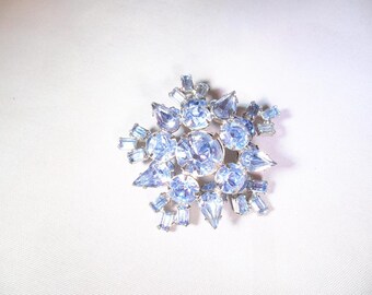 Vintage Blue Aurora Borealis Rhinestone Pin