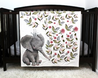 baby girl elephant crib set