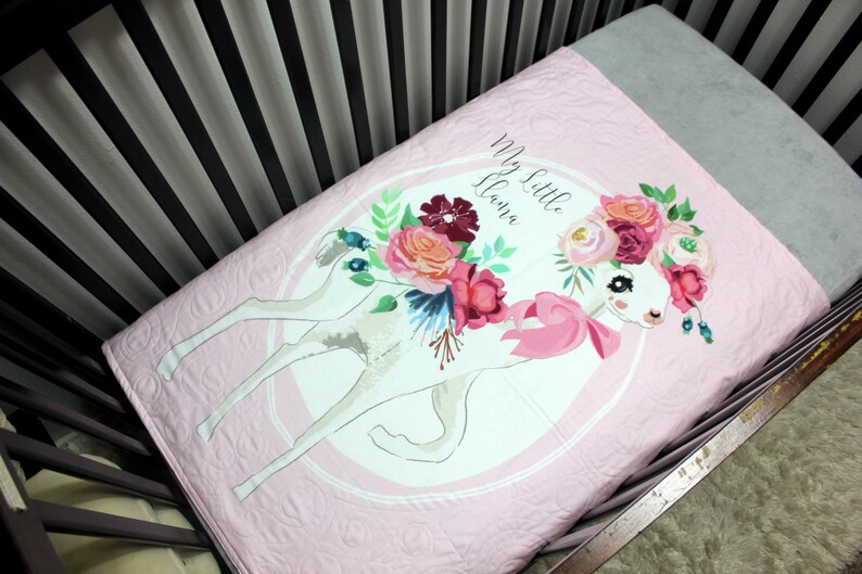 Llama Baby Bedding Girl Crib Quilt Pink 50