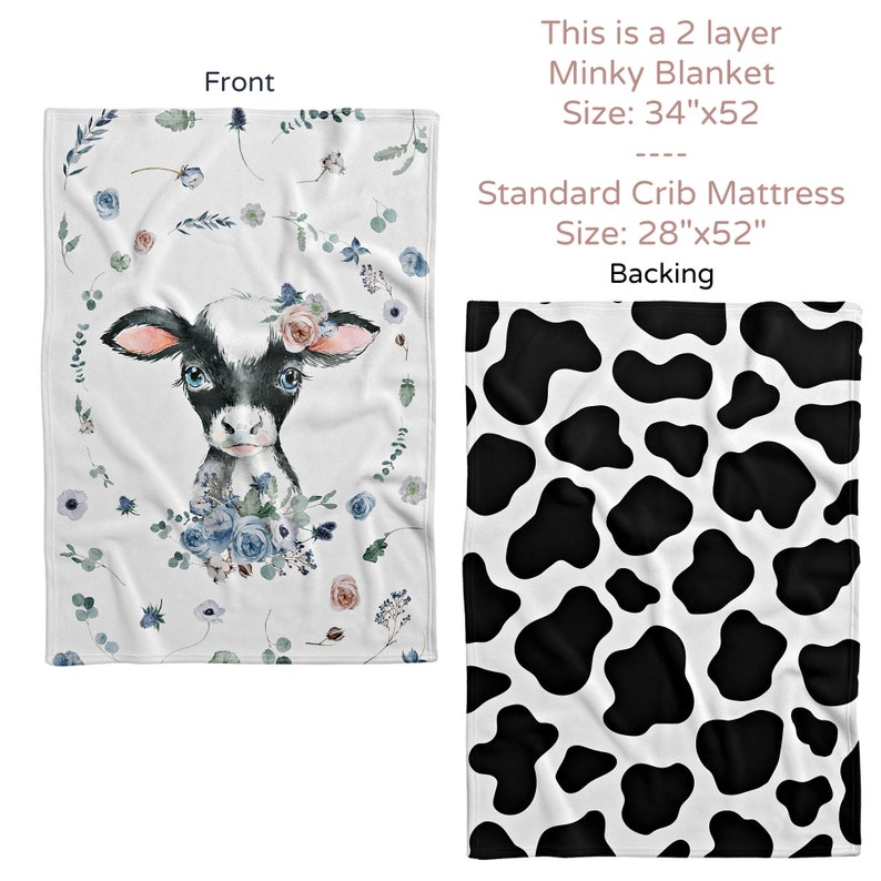 Baby Girl Cow Print Bedding Farmhouse Nursery Crib Set Etsy