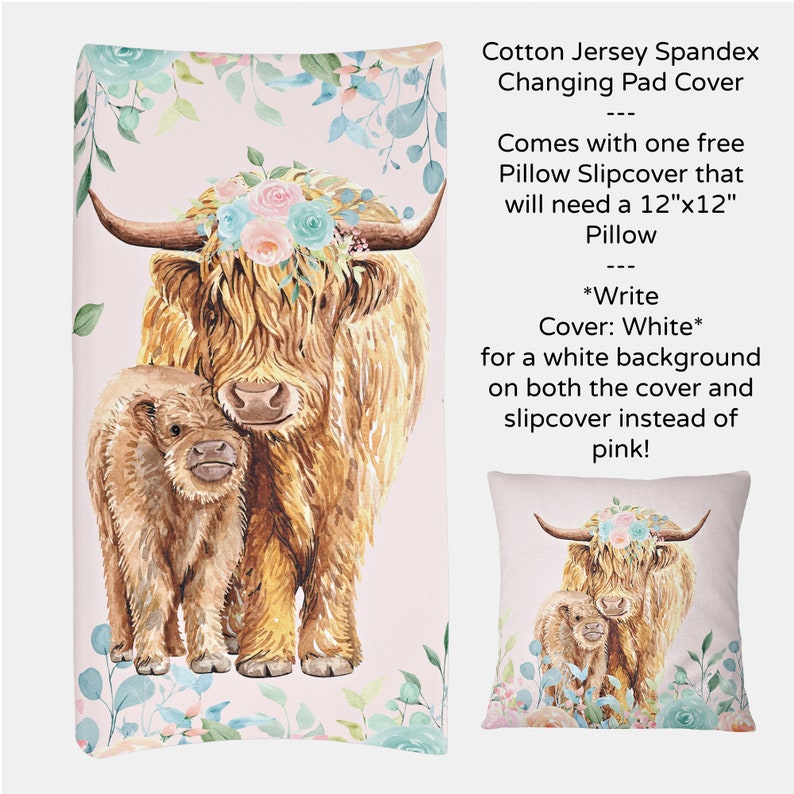 Highland Cow Baby Girl Crib Bedding Set Pink Blue Minky Etsy