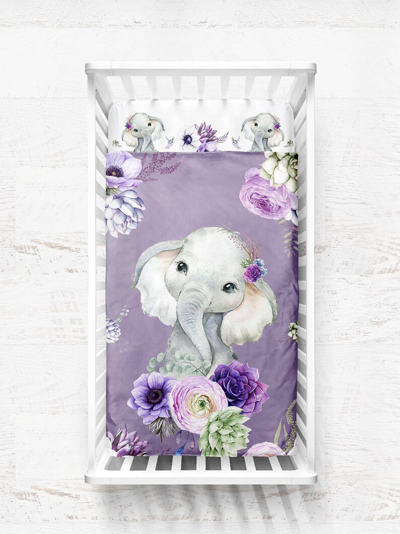 Elephant Baby Bedding Succulent Nursery Crib Bed Set Large Etsy