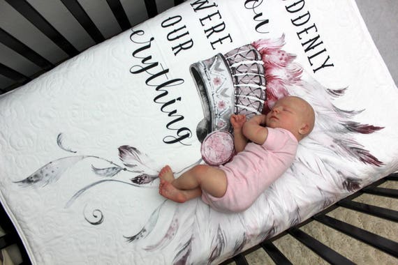 Pink Indian Baby Girl Quilt Girl Crib Bedding Headdress Baby Etsy