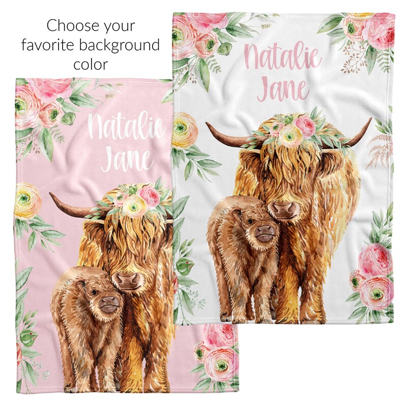 Highland Cow Baby Girl Crib Bedding Set Pink Yellow Minky Etsy