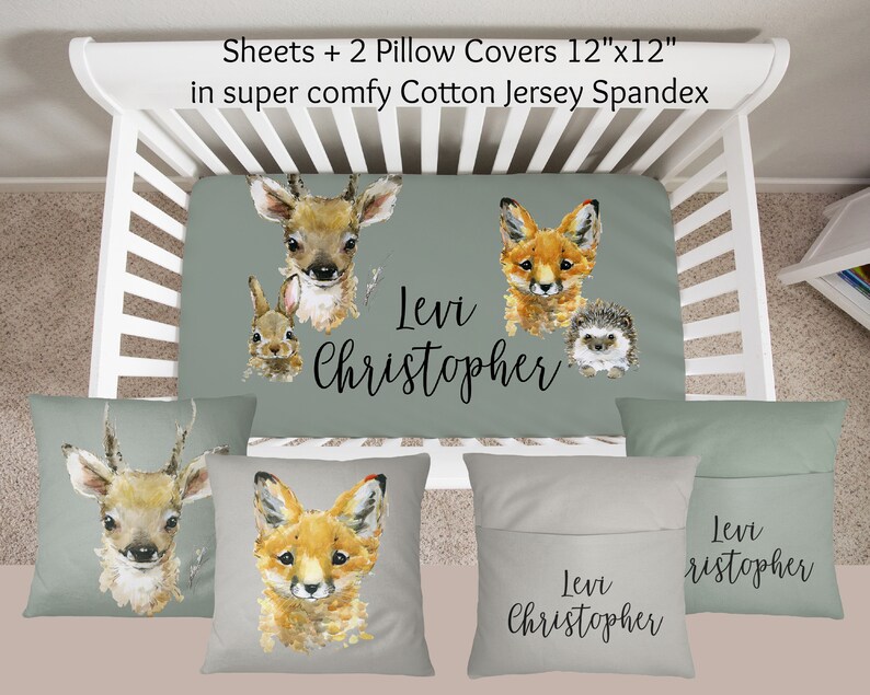 Woodland Baby Bedding Crib Set Deer Baby Blanket Fox Etsy