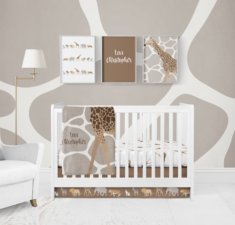 Giraffe Baby Blanket Safari Baby Bedding Crib Set Jungle Etsy