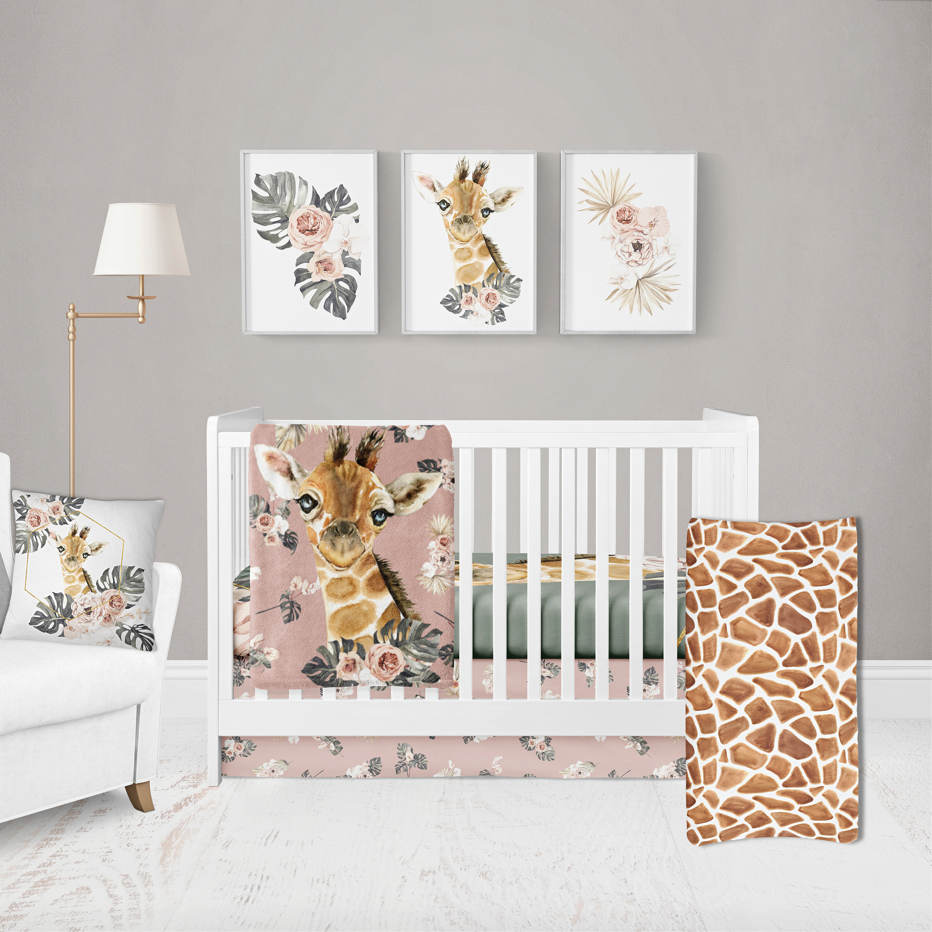 Giraffe Print Crib Bedding Baby Girl Nursery Bed Set Safari | Etsy