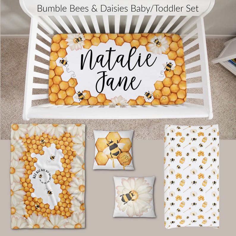Custom Personalized Bumble Bee Baby Bedding Nursery Crib Bed Etsy