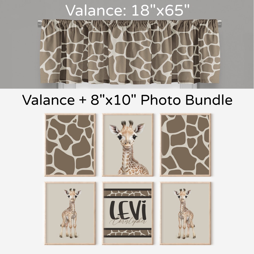 Personalized Giraffe Crib Set, Window Valance, Baby Boy Nursery Bedding