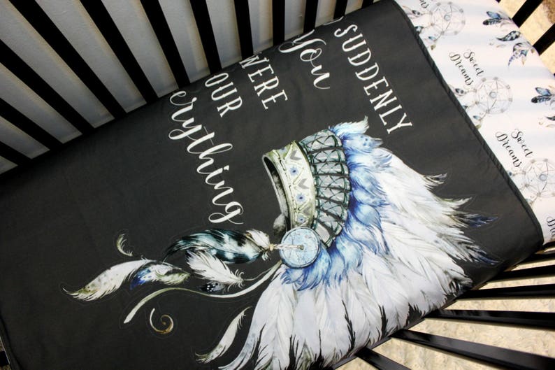 Indian Baby Boy Quilt Set Custom Boy Crib Bedding Feather Etsy