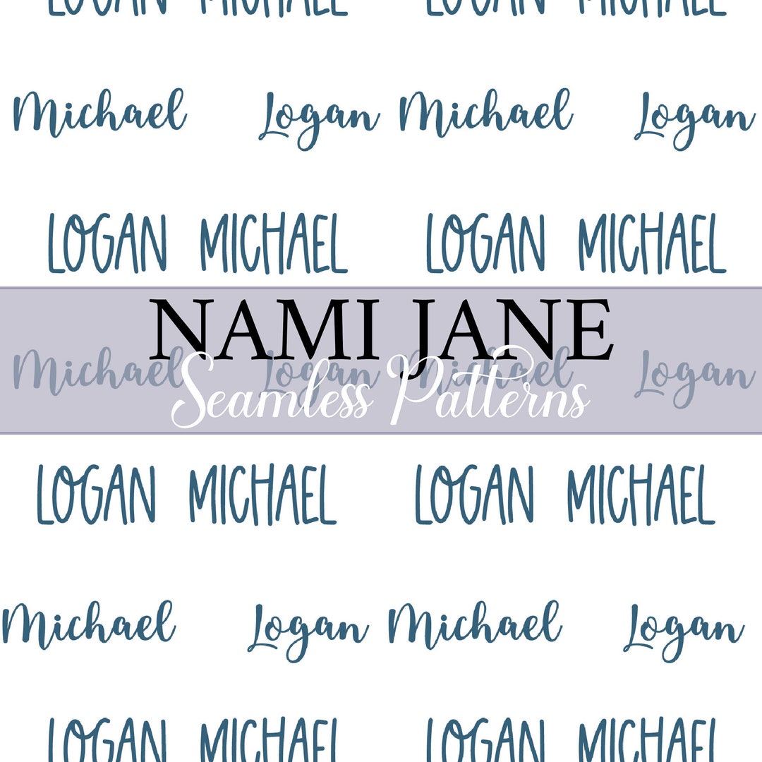 Personalized Name Pattern Personalized Name File, JPG Seamless Pattern, Blue Digital Download ...