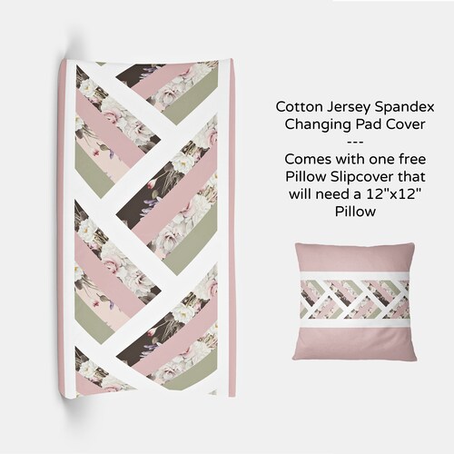 Personalized Baby Girl Crib Bedding Set, Pink Green Minky Floral Blanket, Jersey Fitted Sheet, Changing Pad Cover, Crib Skirt, shops Girl Nursery