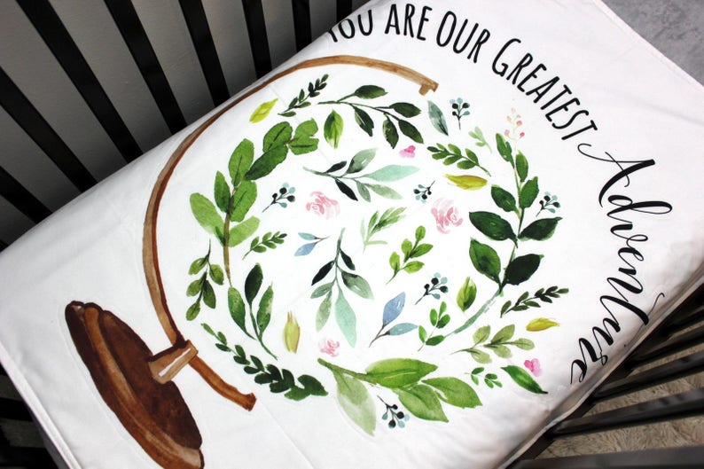 World Globe Baby Bedding Adventure Baby Quilt Girl Crib Quilt