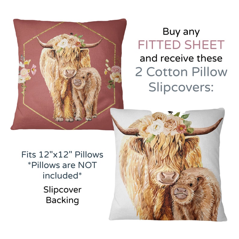 Personalized Highland Cow Baby Girl Crib Bedding Set Red Gold Etsy