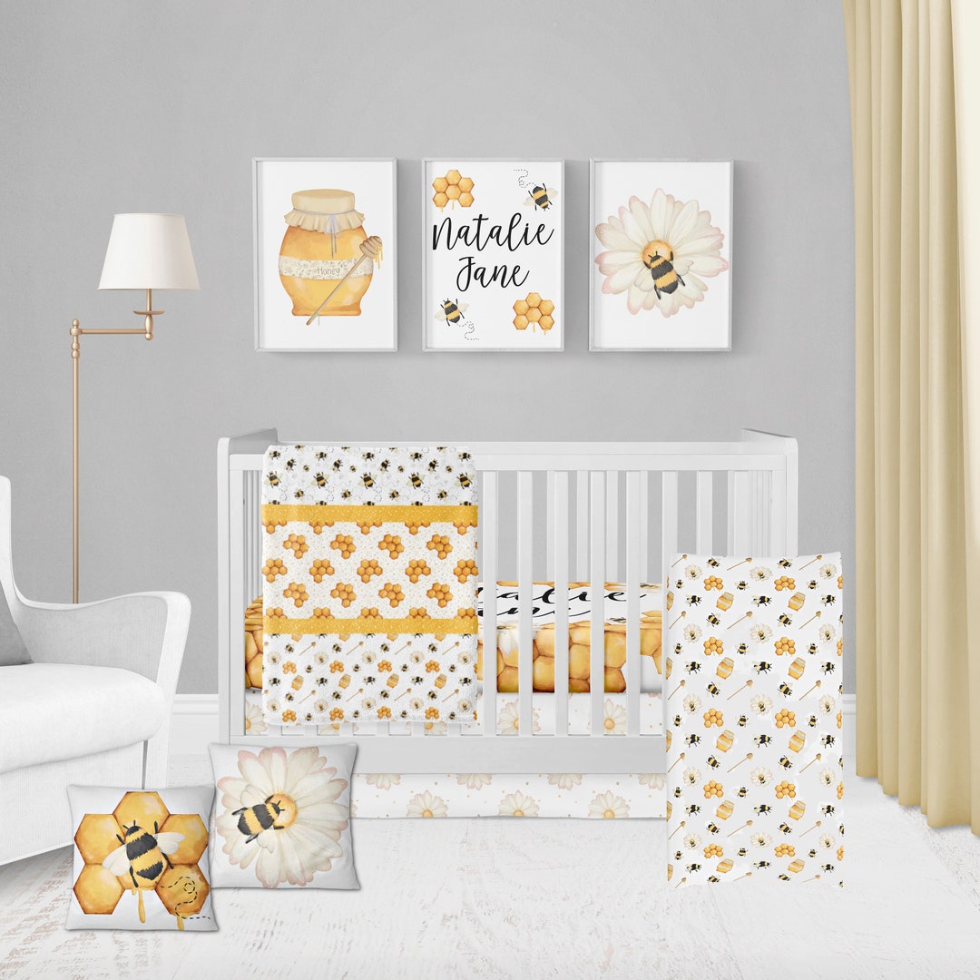Personalized Bumble Bee Baby Bedding Custom Nursery Crib Bed Etsy