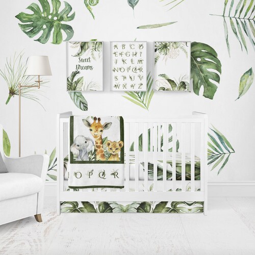 Safari Baby Crib Bedding Set Jungle Nursery Elephant Lion Etsy