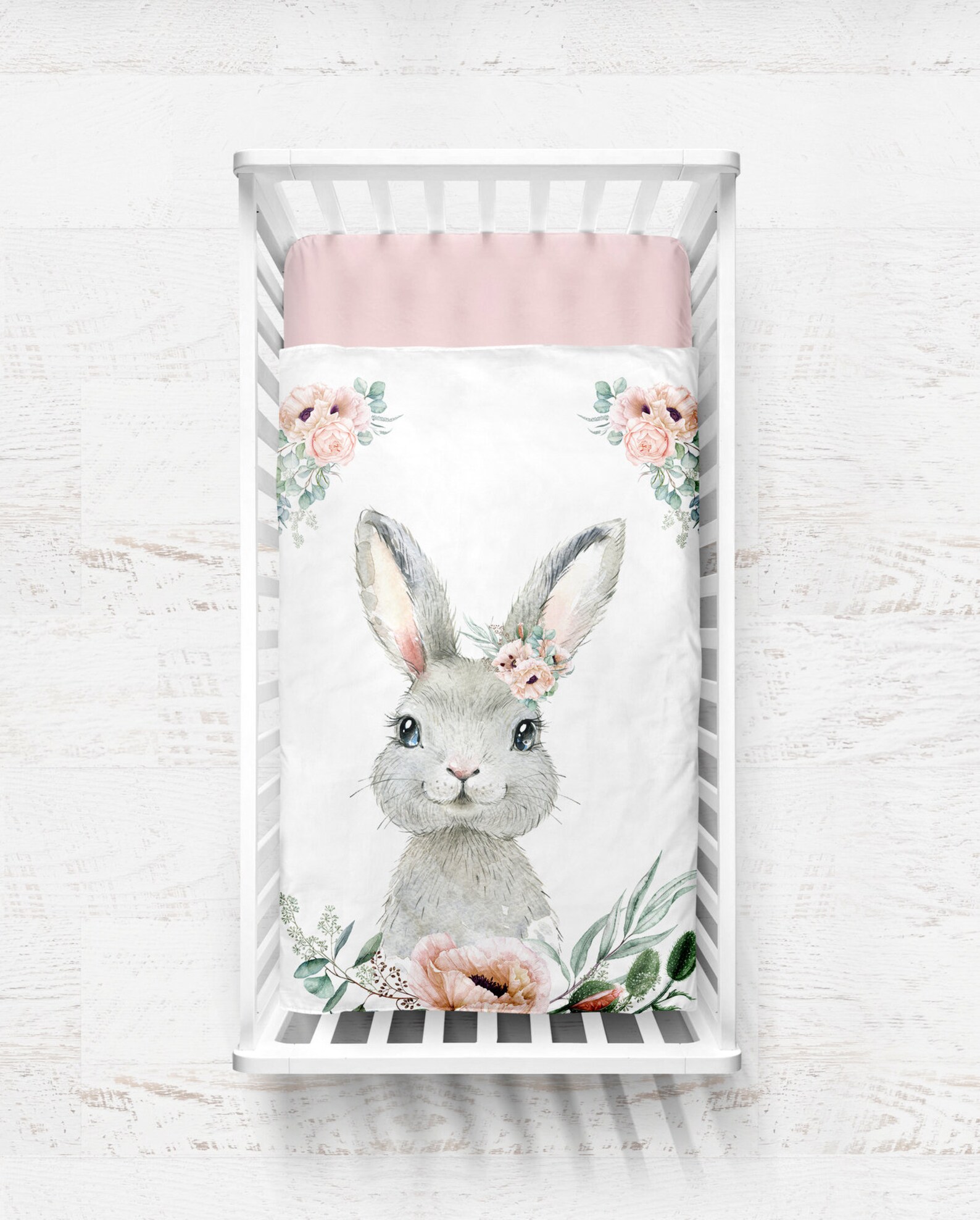 Personalized Bunny Rabbit Baby Girl Minky Blanket Pink Floral Etsy