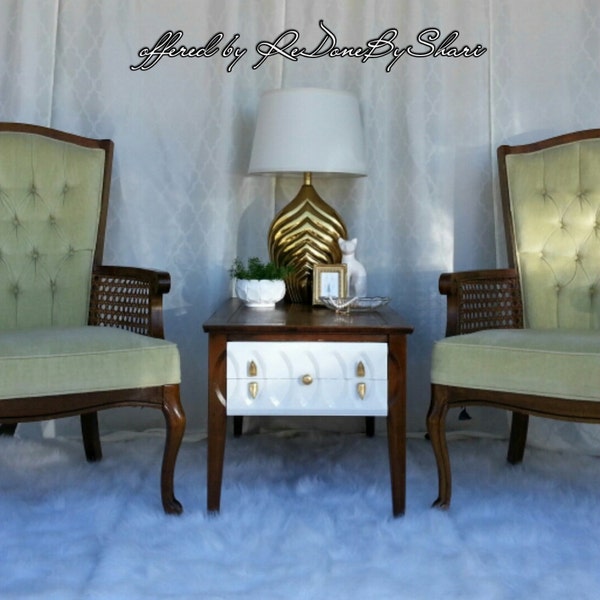 Pair of Vintage Hollywood Rengency/Mid Century Modern/Art Deco/Neo Classical/ Upholstered Tuffed Cane Chairs