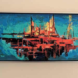 Abstract Oil Seascape Ship Painting on Board by Michael Labonski image 1