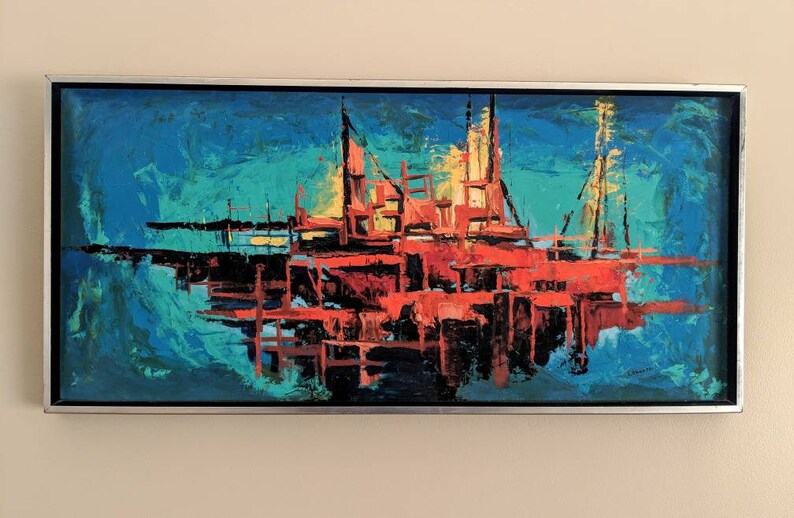 Abstract Oil Seascape Ship Painting on Board by Michael Labonski image 1