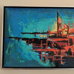Abstract Oil Seascape Ship Painting on Board by Michael Labonski image 8