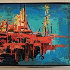 Abstract Oil Seascape Ship Painting on Board by Michael Labonski image 9