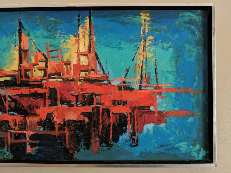 Abstract Oil Seascape Ship Painting on Board by Michael Labonski image 9