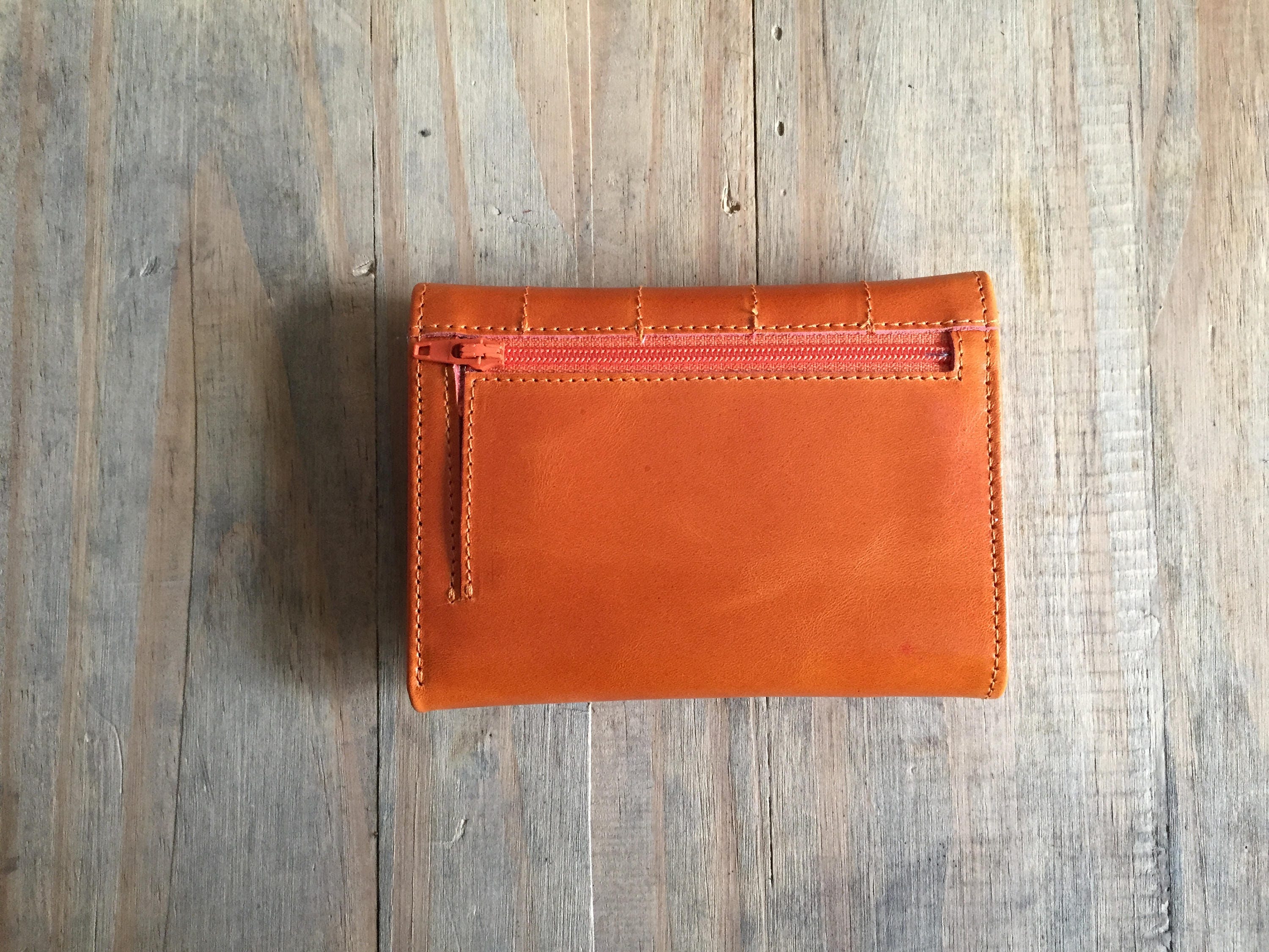 Orange wallet leather women Handmade wallet for ladies Etsy