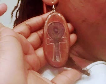 Brown Ankh Earrings