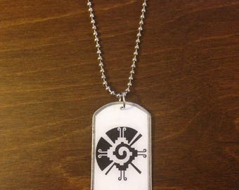 Hunab Ku - Mayan Symbol for Universal Wholeness (similar to Yin Yang meaning) - Dog Tag