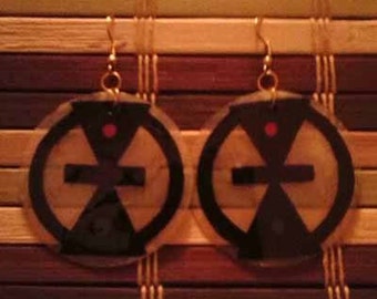 Hand Painted Adinkra Earrings on Shell - Mmere Dane - Time Changes
