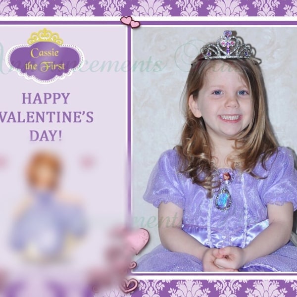 Sofia the first Valentine's Day Trading Photo Card