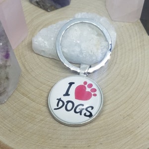 Dog Mom Photo Keychain: &#39;I Love Dogs&#39; Keyring