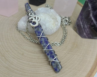 Lapis Lazuli Pendant Necklace, Lapis Lazuli OM Necklace, Lapis Necklace, Lapis Pendulum Necklace, Lapis Lazuli Pendant, Lapis Lazuli Jewelry