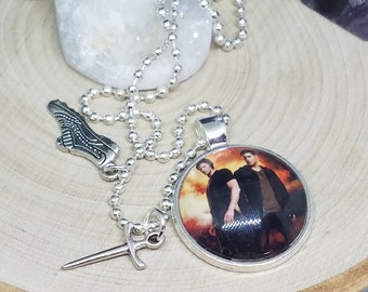 Supernatural Photo Necklace, Supernatural Gifts, Supernatural Photo Pendant, Supernatural Pentacle Necklace, Dean Winchester Photo Necklace