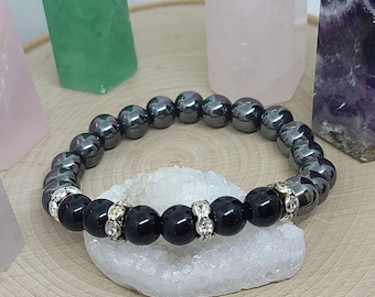 Jasper Hematite Bracelet, Jasper Crystal Bracelet, Jasper Gemstone Bracelet, Hematite Energy Bracelet,Jasper Gothic Bracelet,Chakra Bracelet