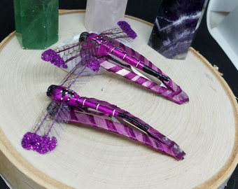 Dragonfly Hair Clip, Purple Dragonfly Snap Clips,Purple Dragonfly Hair Clips,Minimalist Hair Clip,Cute Hair Clips,Fall Hair Bow,Pigtail Bows