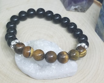 Tigers Eye Crystal Bracelet, Jasper Meditation Bracelet, Tigers Eye Bracelet, Tigers Eye Gemstone Bracelet, Jasper Stretch Bracelet